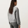 Chaqueta de cuello alto de rayas finas 100 % lino Chaqueta de cuello alto de rayas finas 100 % lino
