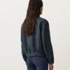 Chaqueta de cuello alto de rayas finas 100 % lino Chaqueta de cuello alto de rayas finas 100 % lino
