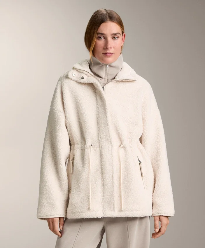 Chaqueta de imitación de piel de oveja con cintura ajustable Chaqueta de imitación de piel de oveja con cintura ajustable