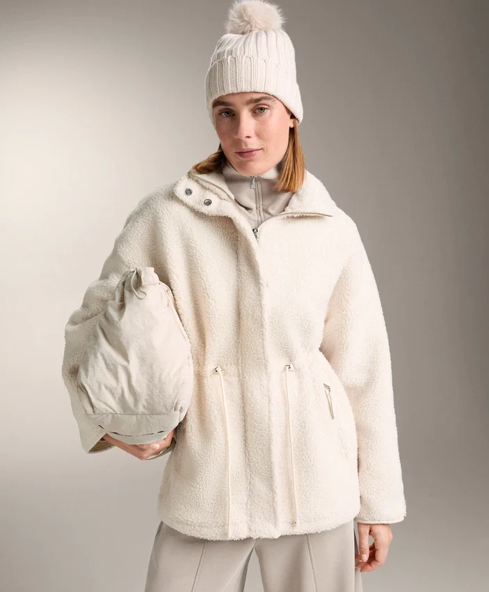 Chaqueta de imitación de piel de oveja con cintura ajustable Chaqueta de imitación de piel de oveja con cintura ajustable