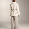 Chaqueta de imitación de piel de oveja con cintura ajustable Chaqueta de imitación de piel de oveja con cintura ajustable