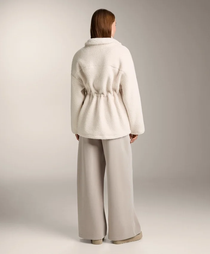 Chaqueta de imitación de piel de oveja con cintura ajustable Chaqueta de imitación de piel de oveja con cintura ajustable