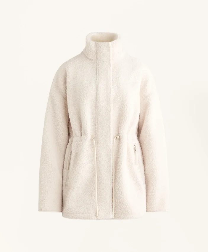 Chaqueta de imitación de piel de oveja con cintura ajustable Chaqueta de imitación de piel de oveja con cintura ajustable