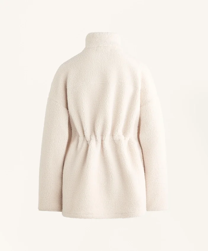 Chaqueta de imitación de piel de oveja con cintura ajustable Chaqueta de imitación de piel de oveja con cintura ajustable