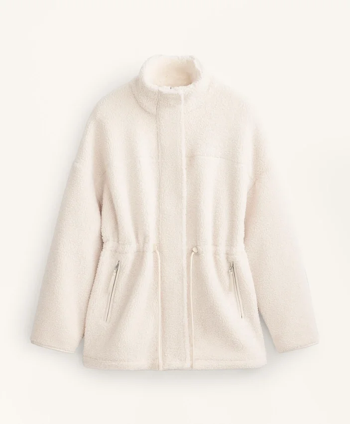 Chaqueta de imitación de piel de oveja con cintura ajustable Chaqueta de imitación de piel de oveja con cintura ajustable