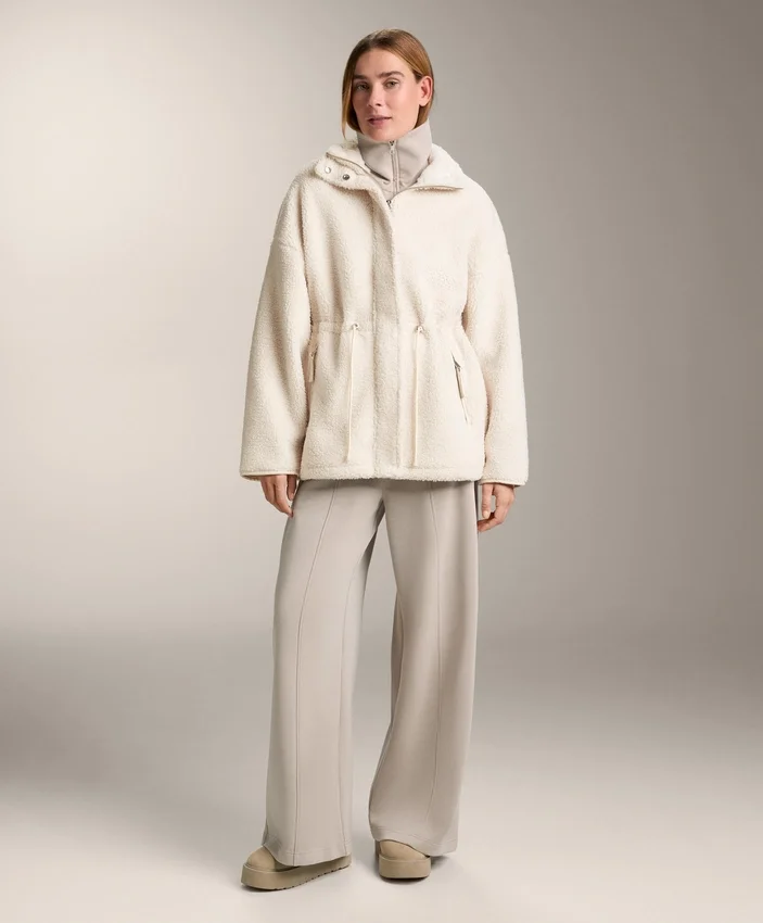 Chaqueta de imitación de piel de oveja con cintura ajustable Chaqueta de imitación de piel de oveja con cintura ajustable