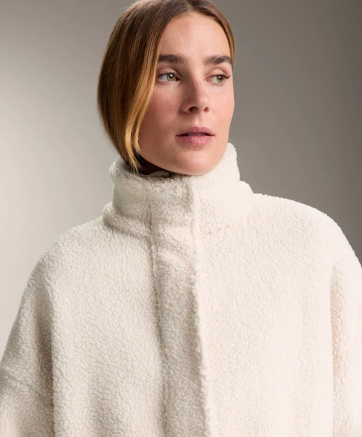 Chaqueta de imitación de piel de oveja con cintura ajustable Chaqueta de imitación de piel de oveja con cintura ajustable