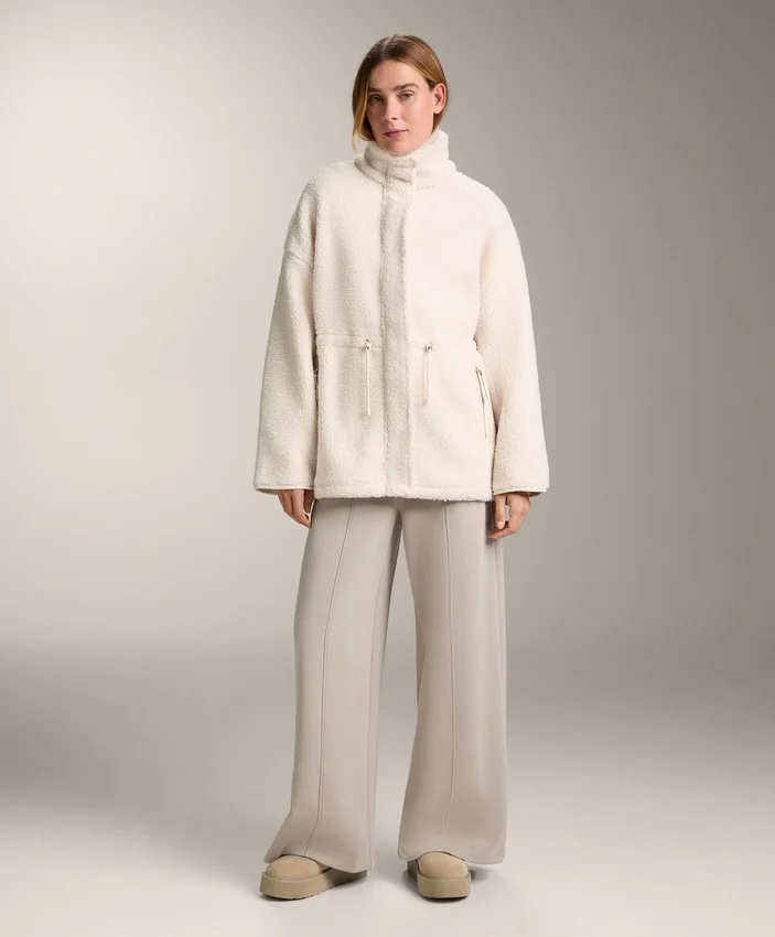 Chaqueta de imitación de piel de oveja con cintura ajustable Chaqueta de imitación de piel de oveja con cintura ajustable