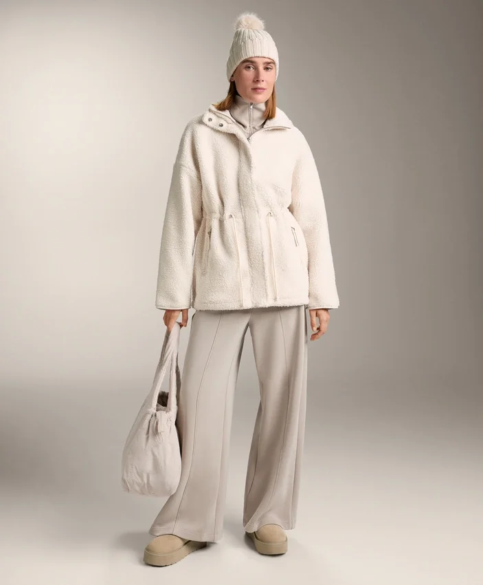Chaqueta de imitación de piel de oveja con cintura ajustable Chaqueta de imitación de piel de oveja con cintura ajustable