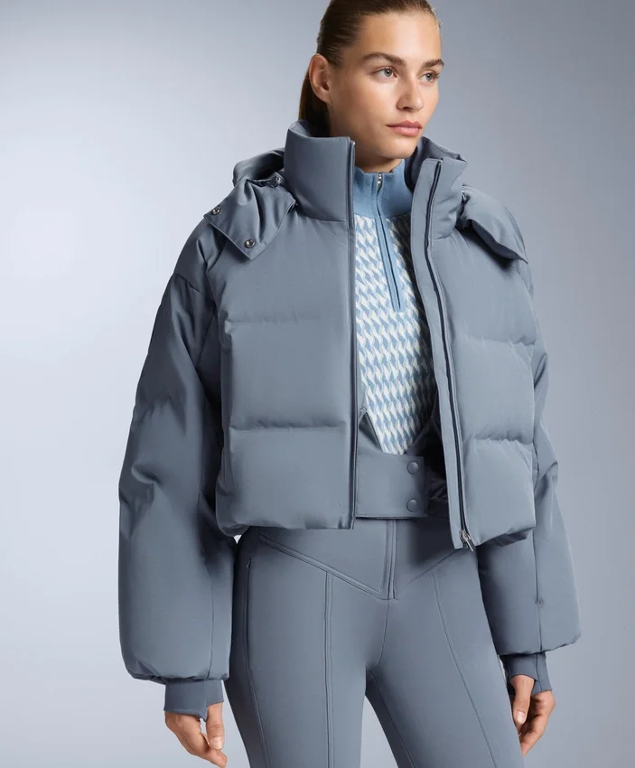 Chaqueta de pantalones cortos de esquí ligera, 80 % plumón y 20 % Minardi Piume, resistente al agua Chaqueta de pantalones cortos de esquí ligera, 80 % plumón y 20 % Minardi Piume, resistente al agua