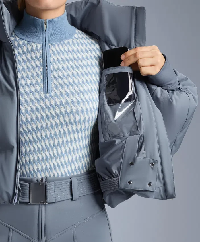 Chaqueta de pantalones cortos de esquí ligera, 80 % plumón y 20 % Minardi Piume, resistente al agua Chaqueta de pantalones cortos de esquí ligera, 80 % plumón y 20 % Minardi Piume, resistente al agua