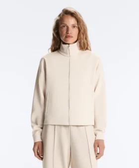 Chaqueta de piqué con cuello alto de algodón
