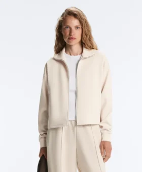 Chaqueta de piqué con cuello alto de algodón