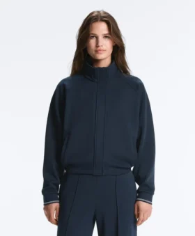 Chaqueta de piqué con ribete de algodón en contraste