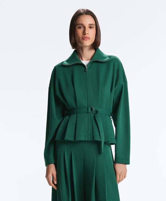 Chaqueta de piqué de algodón con cinturón Chaqueta de piqué de algodón con cinturón
