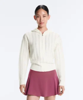 Chaqueta de punto calado con capucha