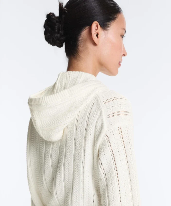 Chaqueta de punto calado con capucha Chaqueta de punto calado con capucha