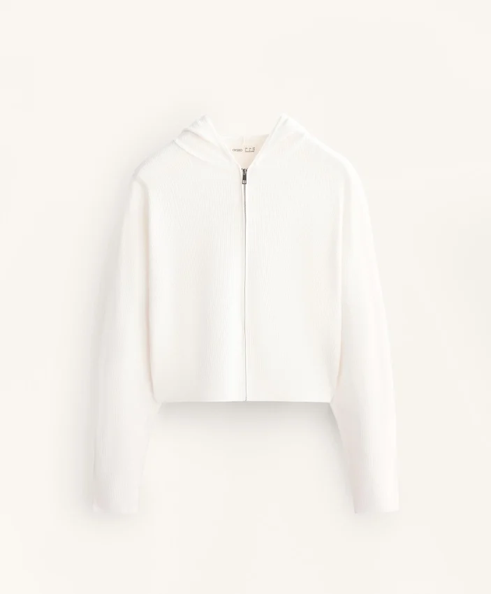 Chaqueta de punto lavada con capucha Chaqueta de punto lavada con capucha