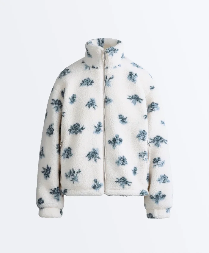 Chaqueta floral de imitación de piel de oveja Chaqueta floral de imitación de piel de oveja