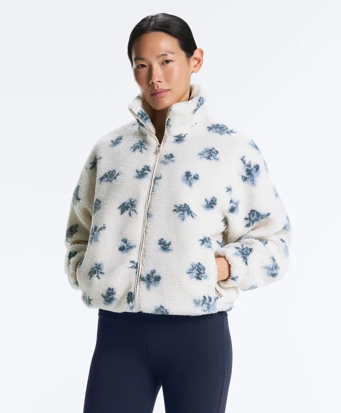 Chaqueta floral de imitación de piel de oveja Chaqueta floral de imitación de piel de oveja