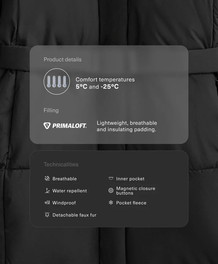 Chaqueta larga acolchada repelente al agua Primaloft® Chaqueta larga acolchada repelente al agua Primaloft®