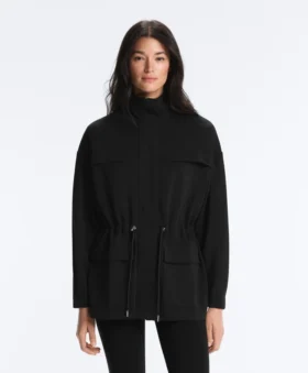 Chaqueta larga con bolsillos de modal y Soft Touch