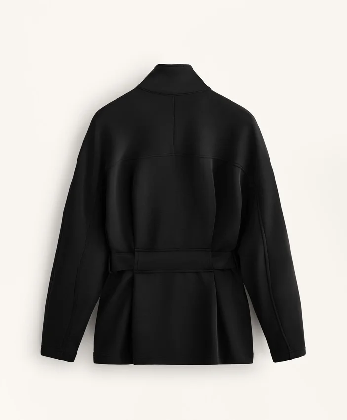 Chaqueta larga con cinturón y modal cepillado Chaqueta larga con cinturón y modal cepillado