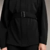 Chaqueta larga con cinturón y modal cepillado Chaqueta larga con cinturón y modal cepillado