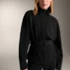 Chaqueta larga con cinturón y modal cepillado Chaqueta larga con cinturón y modal cepillado