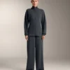 Chaqueta larga con rayas asimétricas y modal Chaqueta larga con rayas asimétricas y modal