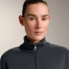 Chaqueta larga con rayas asimétricas y modal Chaqueta larga con rayas asimétricas y modal