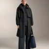 Chaqueta larga con rayas asimétricas y modal Chaqueta larga con rayas asimétricas y modal