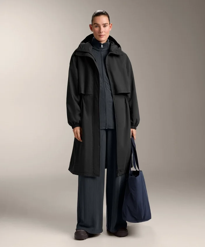 Chaqueta larga con rayas asimétricas y modal Chaqueta larga con rayas asimétricas y modal