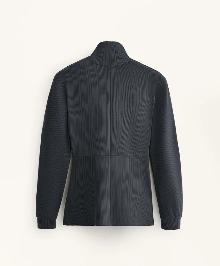 Chaqueta larga con rayas asimétricas y modal Chaqueta larga con rayas asimétricas y modal