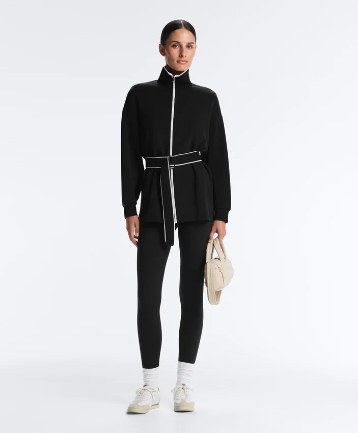 Chaqueta larga con ribetes y modal Soft Touch Chaqueta larga con ribetes y modal Soft Touch