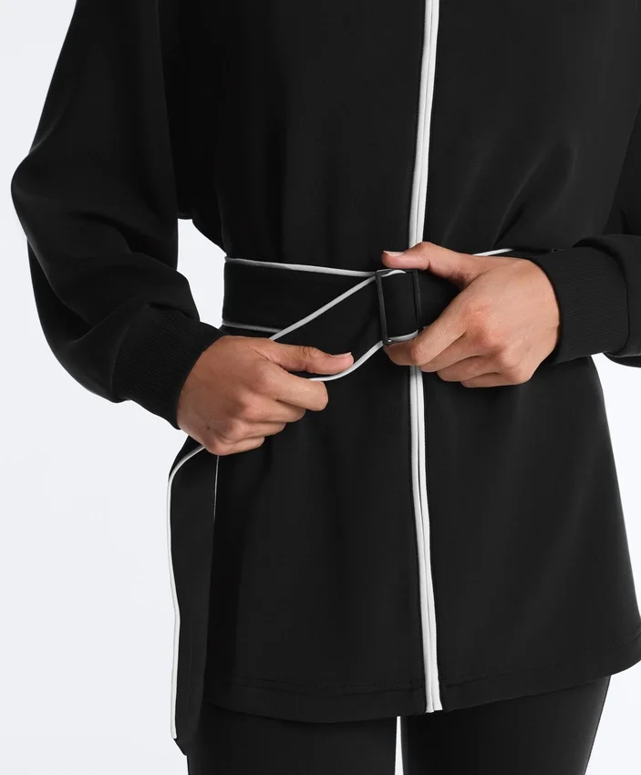 Chaqueta larga con ribetes y modal Soft Touch Chaqueta larga con ribetes y modal Soft Touch