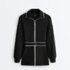 Chaqueta larga con ribetes y modal Soft Touch Chaqueta larga con ribetes y modal Soft Touch
