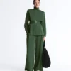 Chaqueta larga de estilo utilitario con cinturón de sarga Chaqueta larga de estilo utilitario con cinturón de sarga