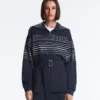 Chaqueta larga de rayas marineras con modal Soft Touch Chaqueta larga de rayas marineras con modal Soft Touch