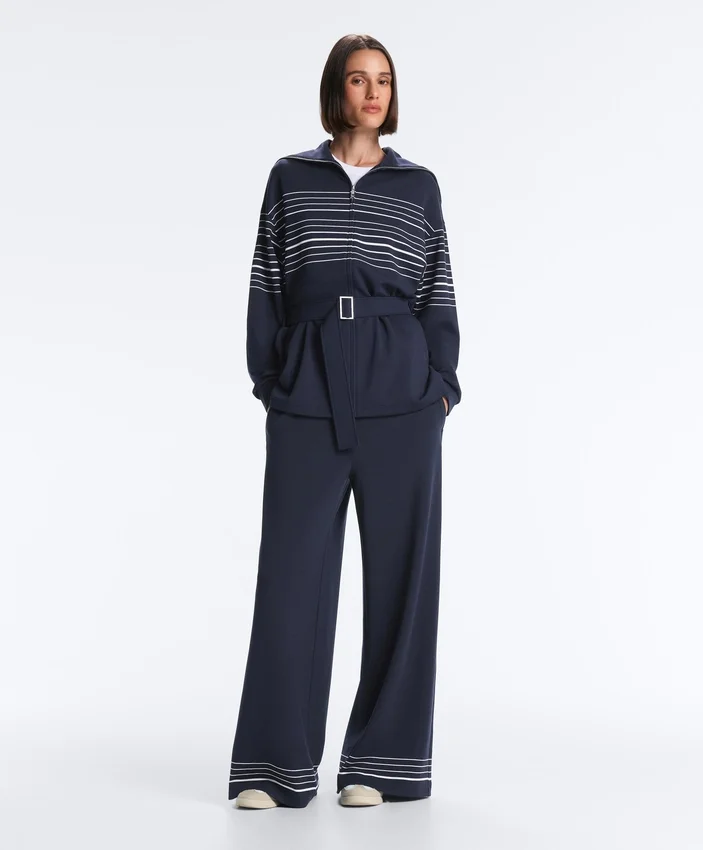 Chaqueta larga de rayas marineras con modal Soft Touch Chaqueta larga de rayas marineras con modal Soft Touch