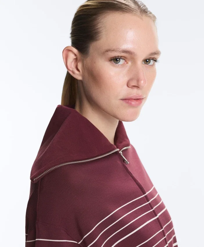 Chaqueta larga de rayas marineras con modal Soft Touch Chaqueta larga de rayas marineras con modal Soft Touch