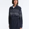 Chaqueta larga de rayas marineras con modal Soft Touch Chaqueta larga de rayas marineras con modal Soft Touch