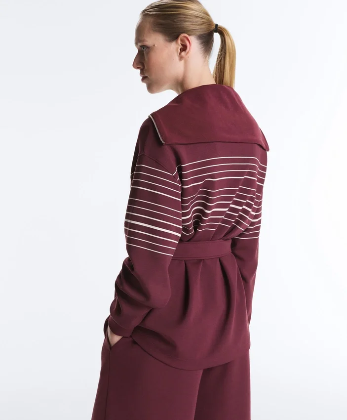 Chaqueta larga de rayas marineras con modal Soft Touch Chaqueta larga de rayas marineras con modal Soft Touch