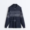 Chaqueta larga de rayas marineras con modal Soft Touch Chaqueta larga de rayas marineras con modal Soft Touch