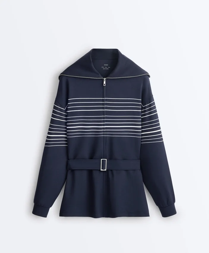 Chaqueta larga de rayas marineras con modal Soft Touch Chaqueta larga de rayas marineras con modal Soft Touch
