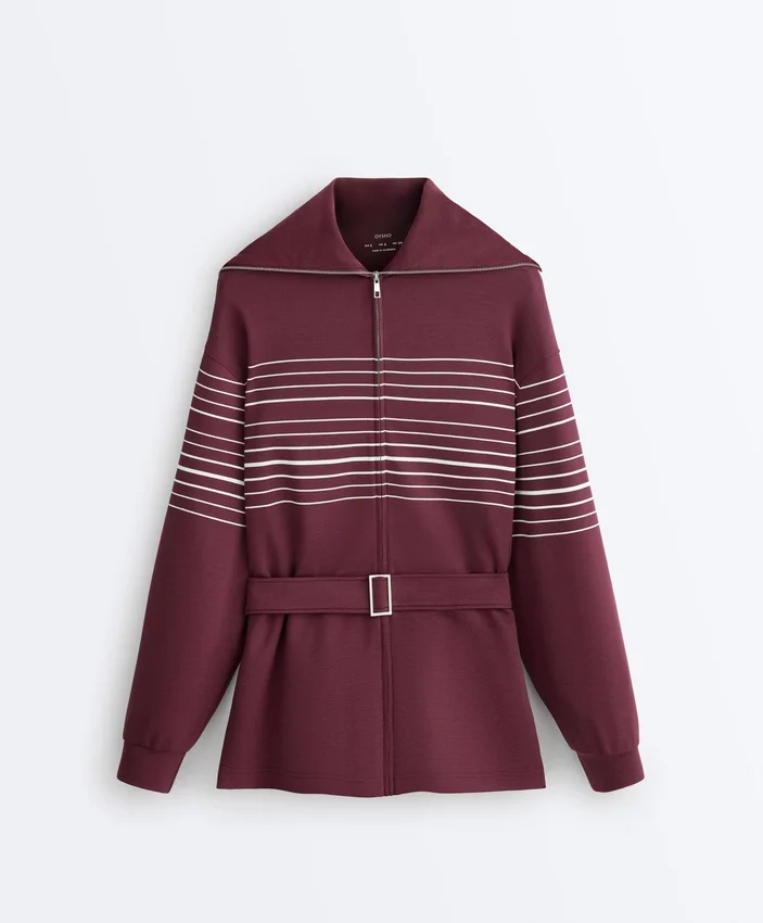 Chaqueta larga de rayas marineras con modal Soft Touch Chaqueta larga de rayas marineras con modal Soft Touch