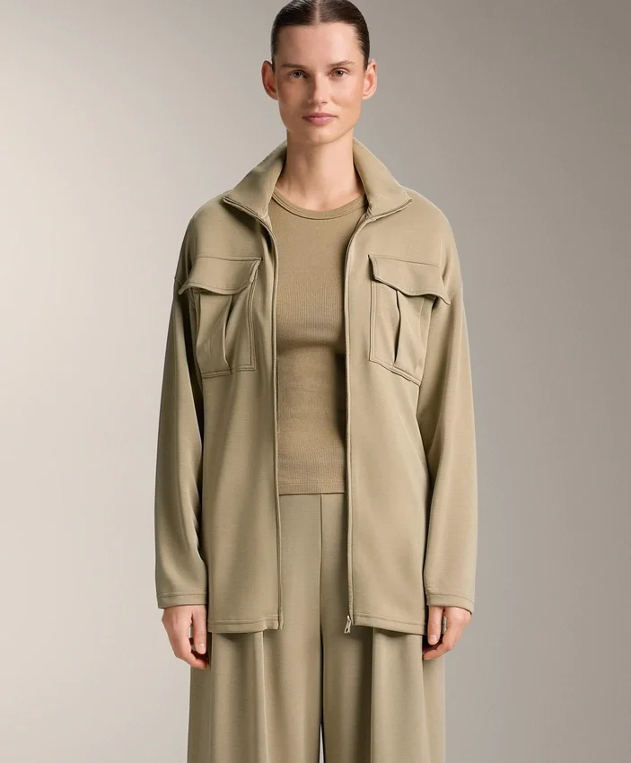 Chaqueta larga Soft Touch con modal y cinturón Chaqueta larga Soft Touch con modal y cinturón