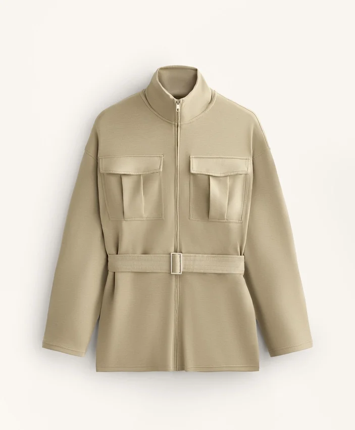 Chaqueta larga Soft Touch con modal y cinturón Chaqueta larga Soft Touch con modal y cinturón