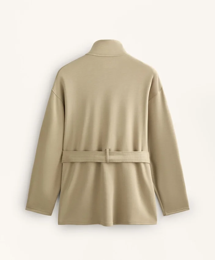 Chaqueta larga Soft Touch con modal y cinturón Chaqueta larga Soft Touch con modal y cinturón