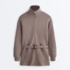 Chaqueta larga tipo corsé con cinturón de modal Soft Touch Chaqueta larga tipo corsé con cinturón de modal Soft Touch